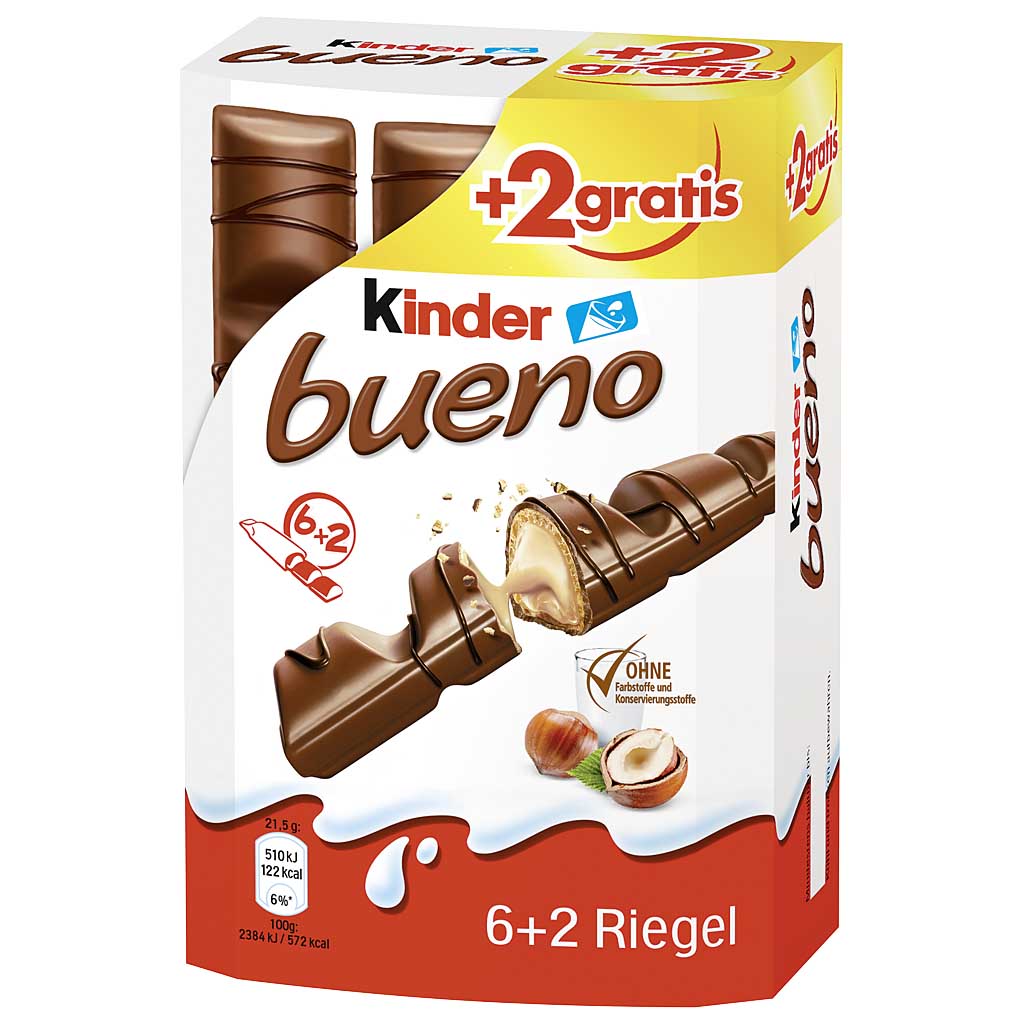 Kinder Bueno 8 Schokoriegel 172g  6+2