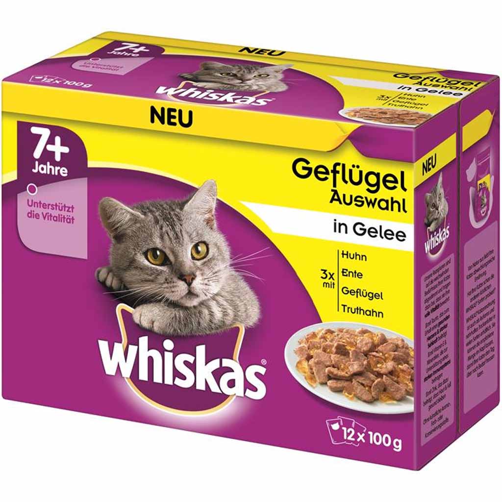 Whiskas Senior 7+ in Gelee Geflügel Auswahl 12x85g=1,02kg MHD:30.8.24