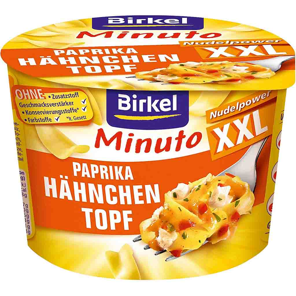Birkel Minuto Nudelpower XXL Paprika Hähnchen Topf 6x82g=492g MHD:13.7.23