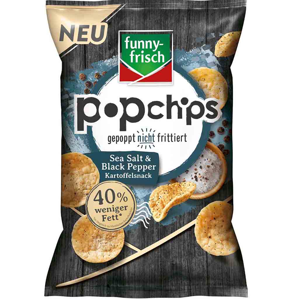 funny frisch Popchips Sea Salt & Black Pepper 80g 4003586105134