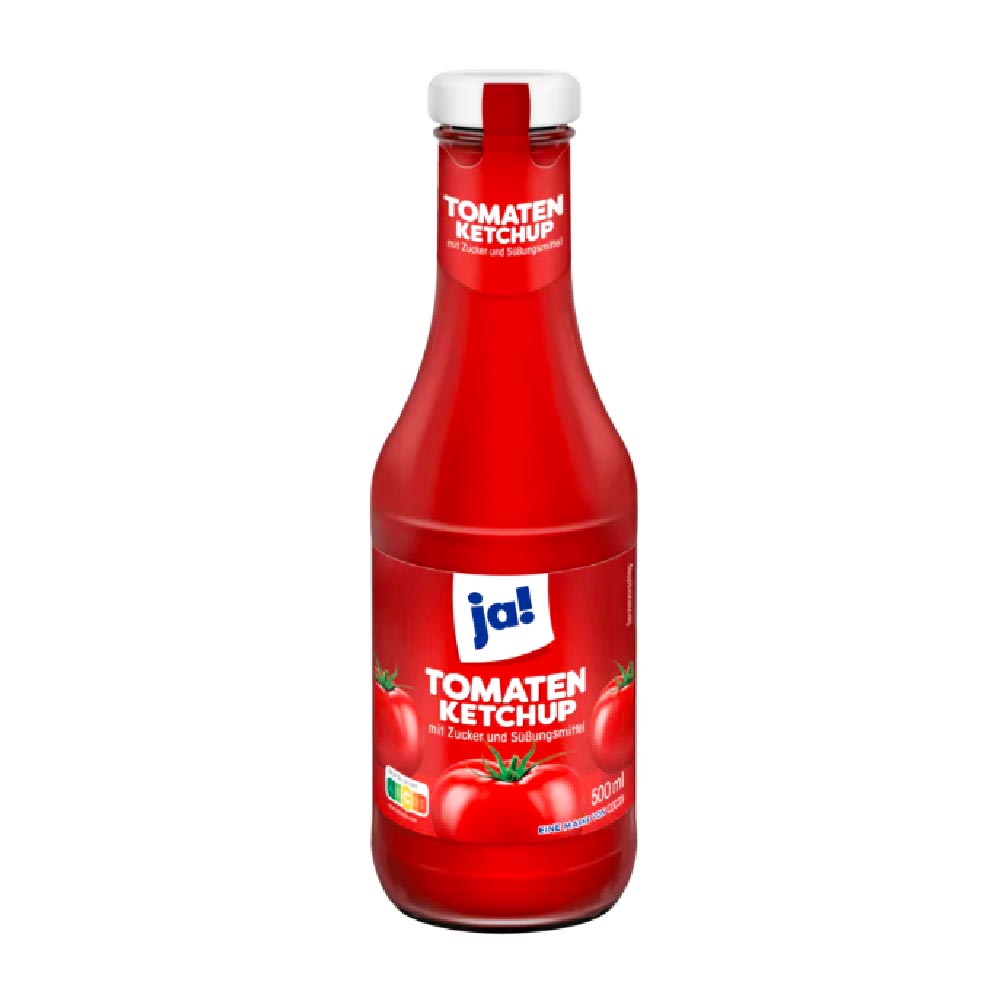 ja! Tomatenketchup mit Zucker & Süßungsmittel 500ml MHD:30.7.25