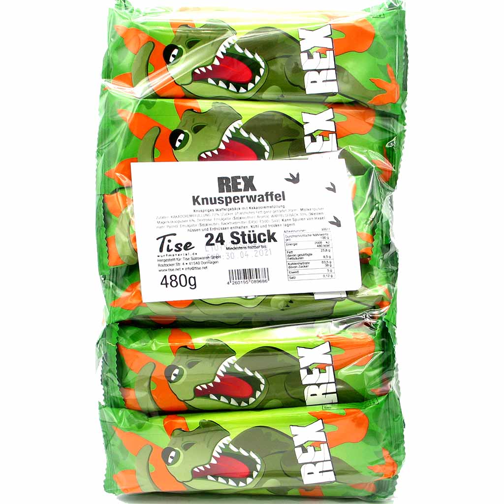 24x Rex Knusperwaffelriegel á 20g=480g MHD:30.4.21