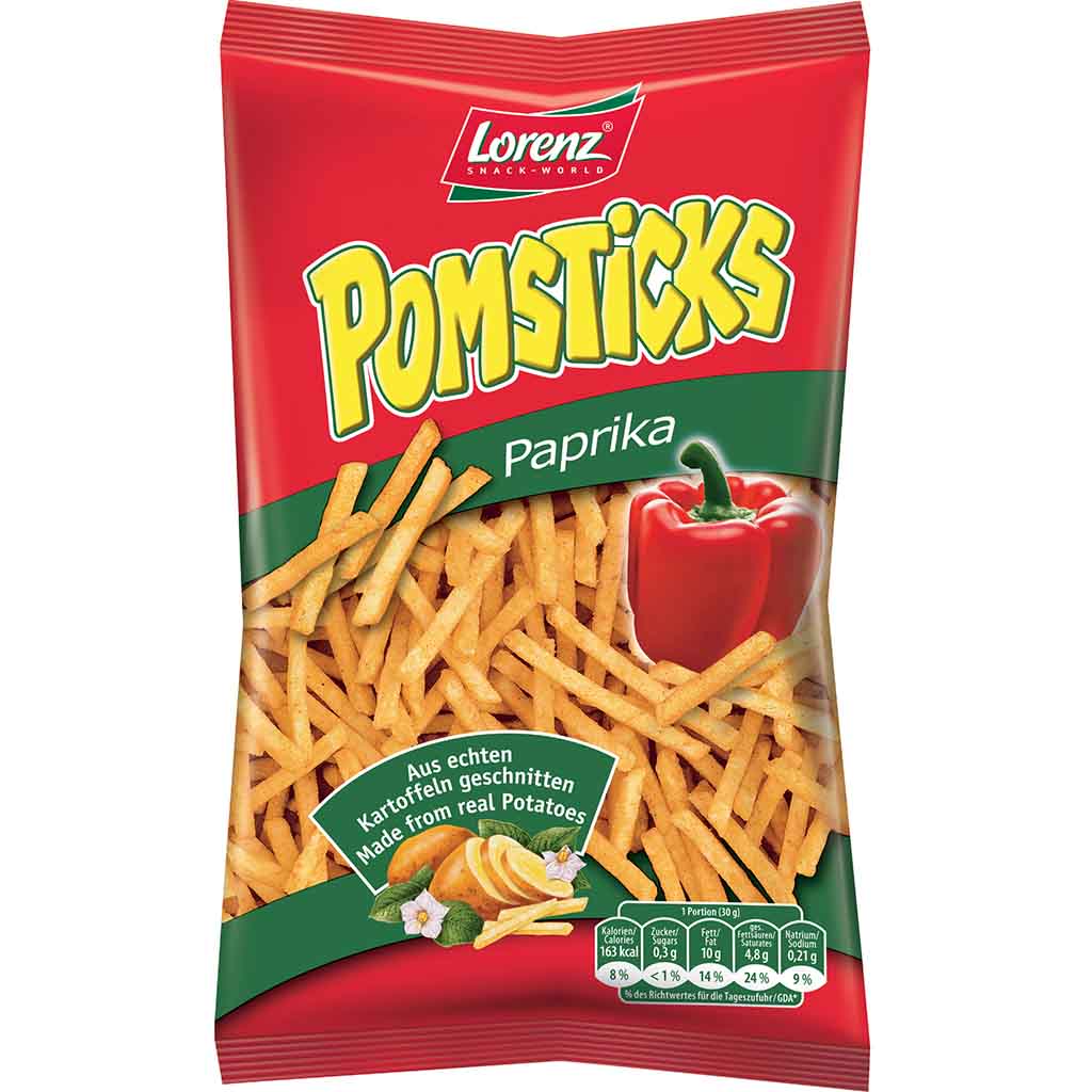 12x Lorenz Pomsticks Paprika á 100g=1200g MHD:17.2.22