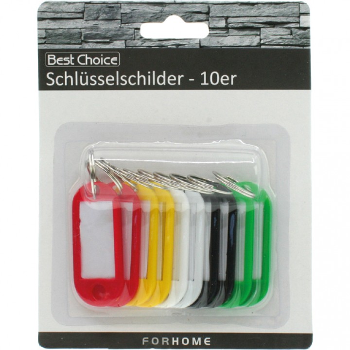 10 Stück Schlüsselschilder verschiedene Farben