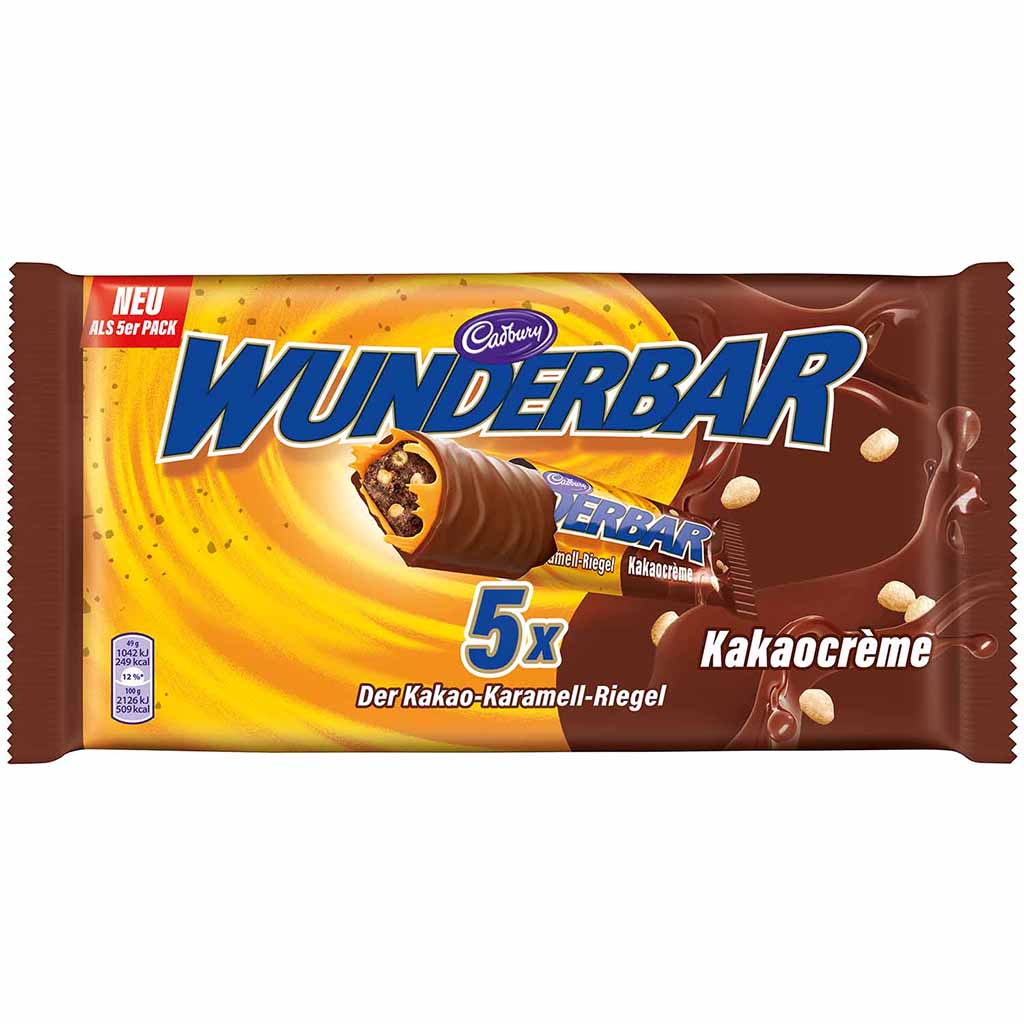 Cadbury Wunderbar Kakao-Caramel Riegel 5x37g=185g MHD:2.10.24