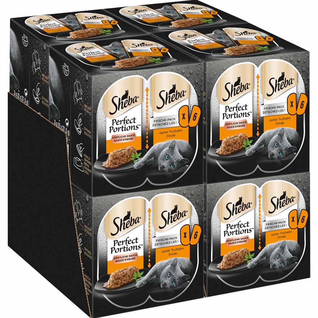 48x Sheba Perfect Portions in Sauce Truthahn á 37,5g=1800g MHD:30.1.23