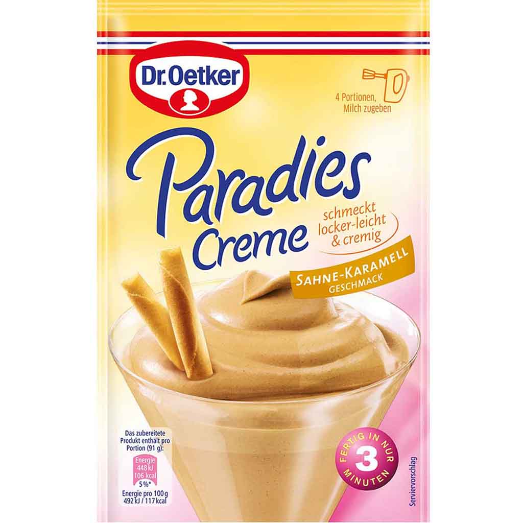 Dr.Oetker Paradies Creme Sahne Karamell Geschmack 65g MHD:30.8.25