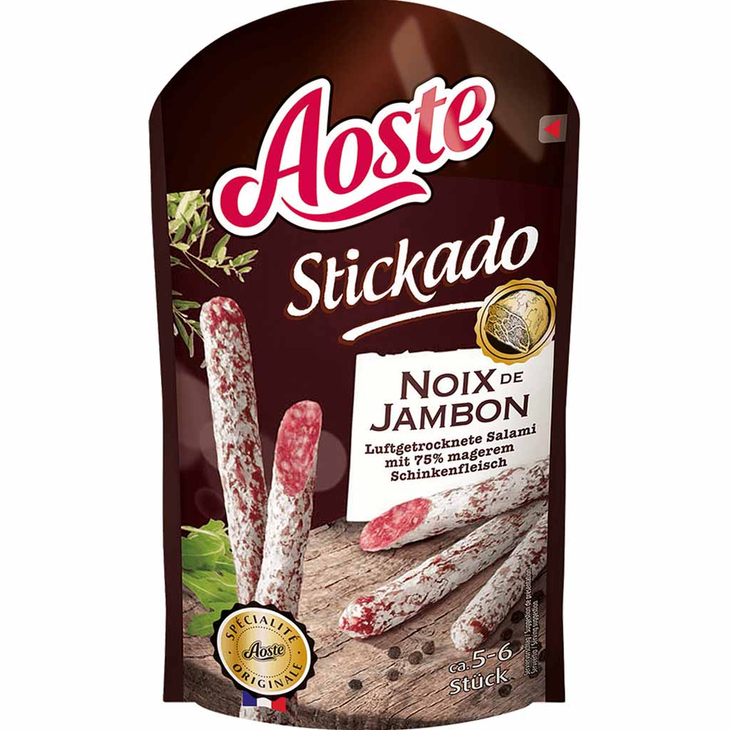 Aoste Stickado luftgetrocknet Mini Salami Noix de Jambon 60g MHD:14.5.23