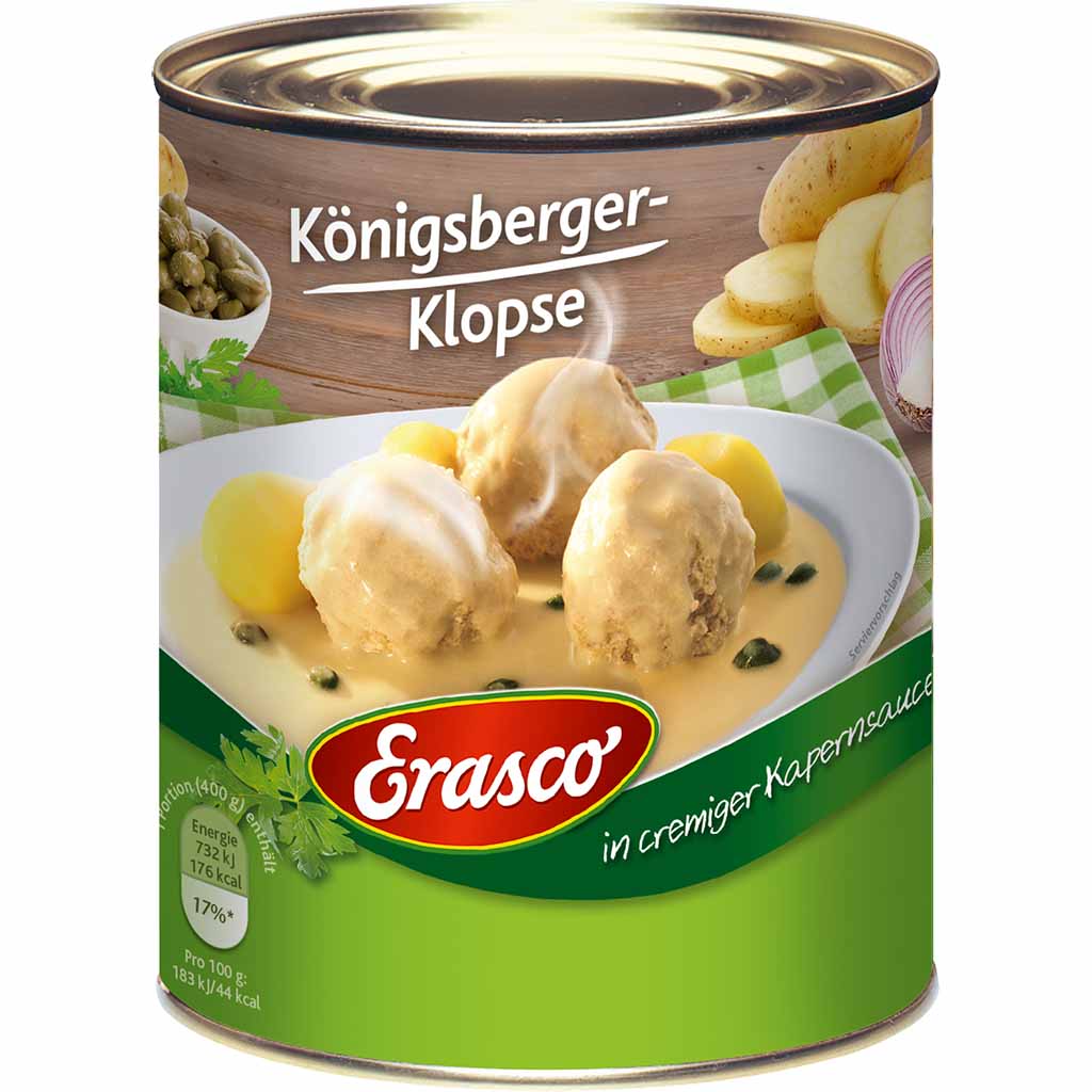 Erasco Fleischgericht Königsberger Klopse in Kapernsauce 800g MHD:30.12.27