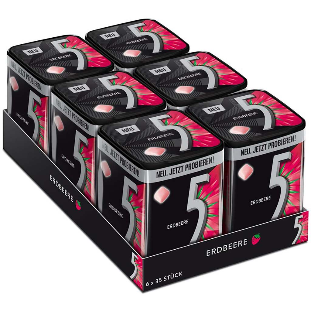 Wrigleys 5 Gum Erdbeere 6x 35er Kaugummi Dose
