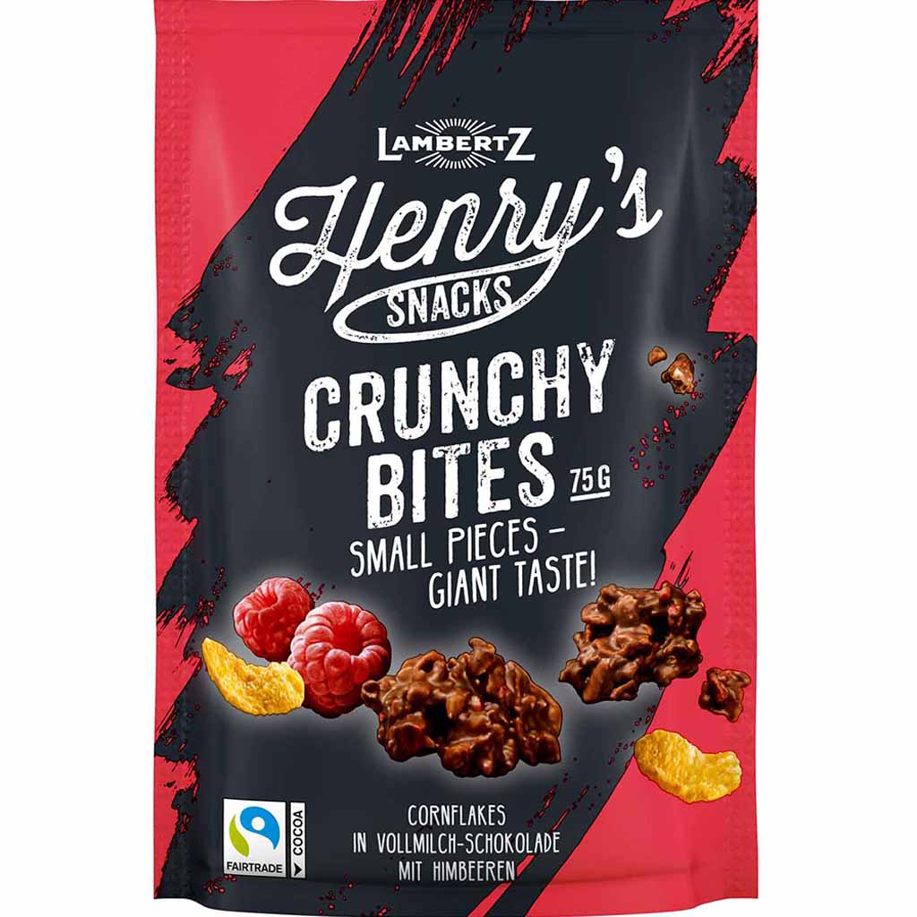 Lambertz Henrys Snacks Crunchy Bites Vollmilch Himbeere 75g MHD:30.7.22