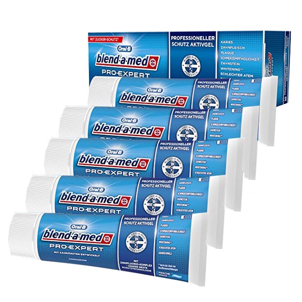 5x Oral-B blend-a-med Pro Expert Frische Minze Gel á 75ml MHD:11.7.18