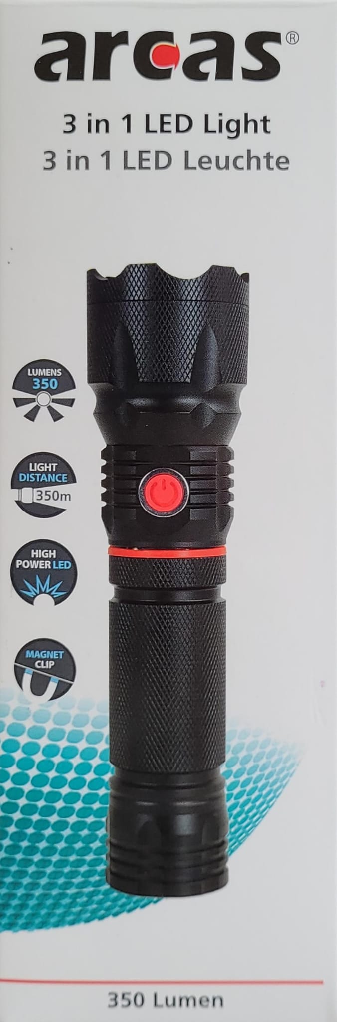 Arcas 3in1 LED Taschenlampe batteriebetrieben 350 lm