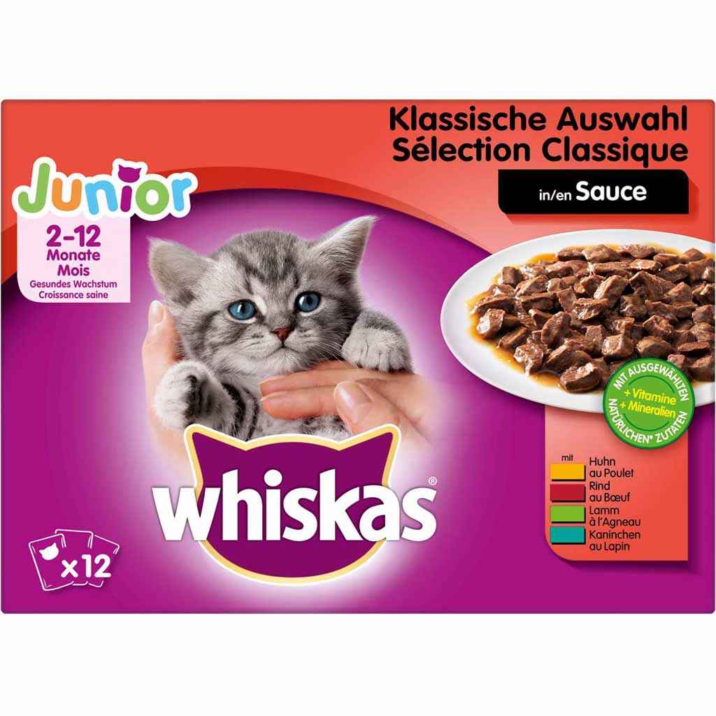 Whiskas Junior in Sauce Klassische Auswahl 12x85g=1,02kg MHD:30.12.24