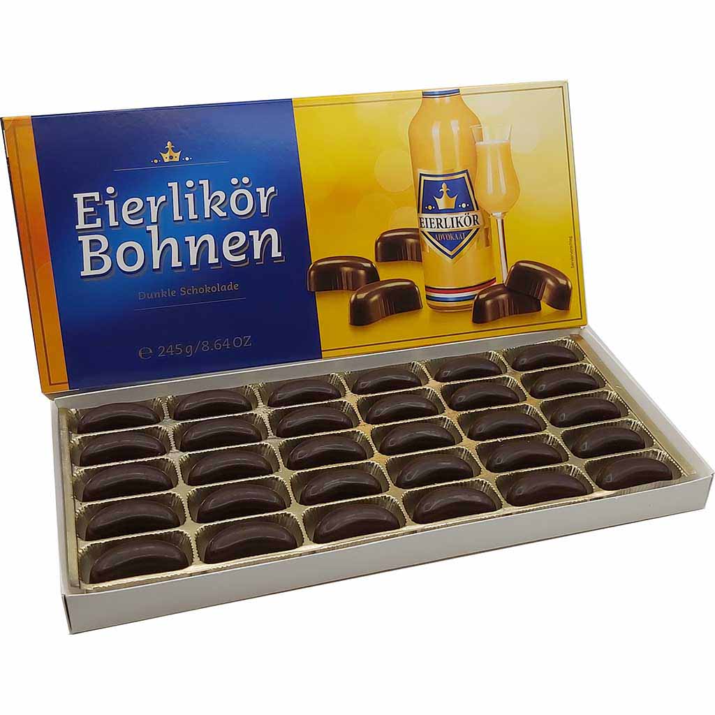 4x Eierlikör Bohnen dunkle Schokolade á 245g=980g MHD:19.6.20