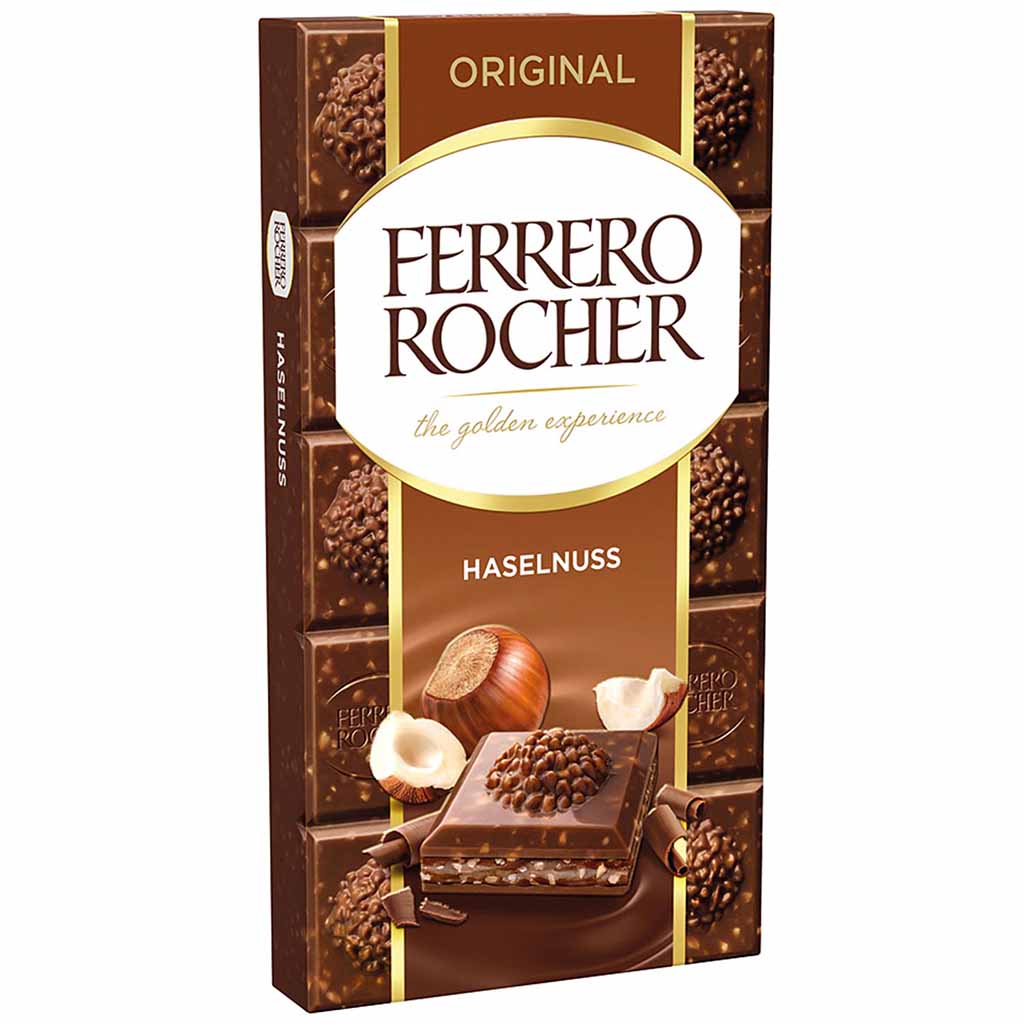 Ferrero Rocher Tafelschokolade Original Haselnuss 90g MHD:21.3.25