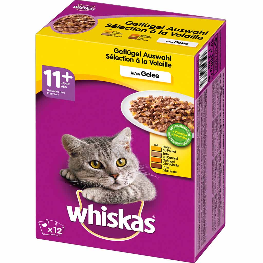 Whiskas Senior 11+ in Gelee Geflügel Auswahl 12x85g=1,02kg MHD:30.10.24