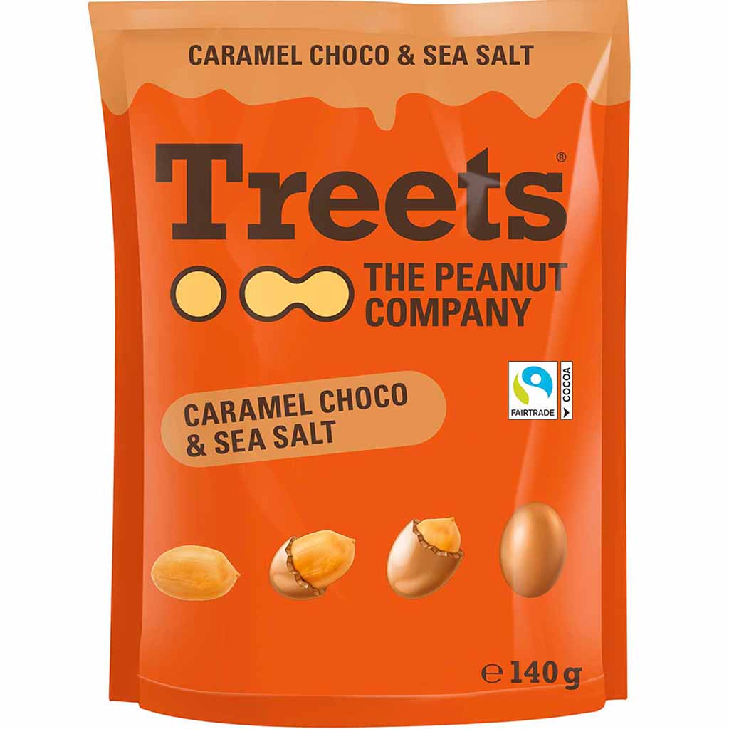 Treets - The Peanut Company Peanuts Caramel Choco & Sea Salt 140g MHD:25.5.24