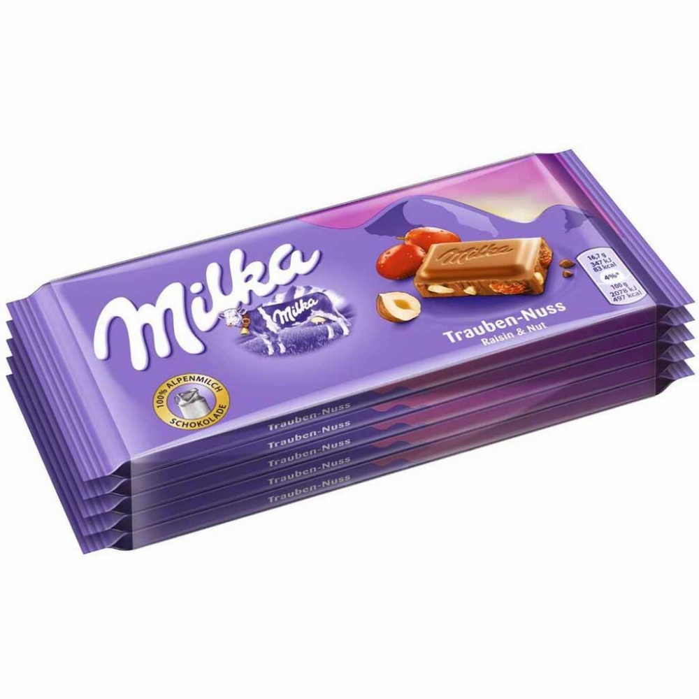 500g MILKA Trauben - Nuss Schokoladentafel (5x100g) MHD:2/20