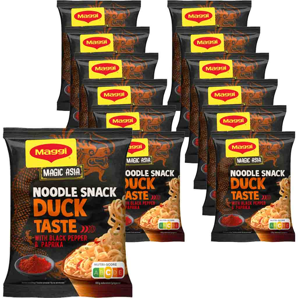12x Maggi Magic Asia Nudel Snack Ente á 62g=744g MHD:30.1.23