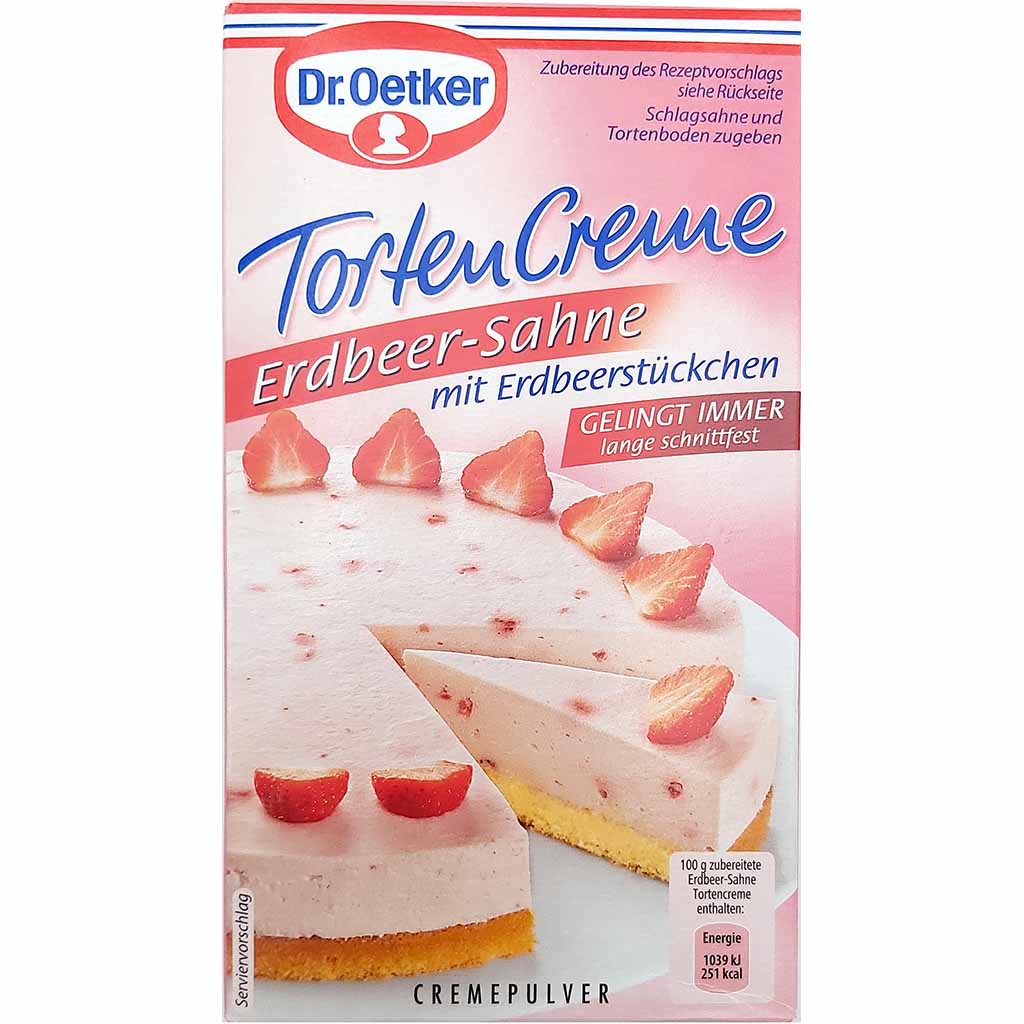 Dr. Oetker Torten Creme Erdbeer-Sahne mit Erdbeerstücken 113g