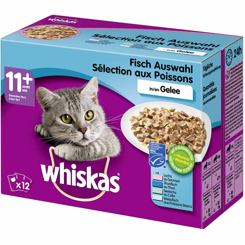 Whiskas Senior 11+ in Gelee Fisch Auswahl 12x85g=1,02kg MHD:30.5.23