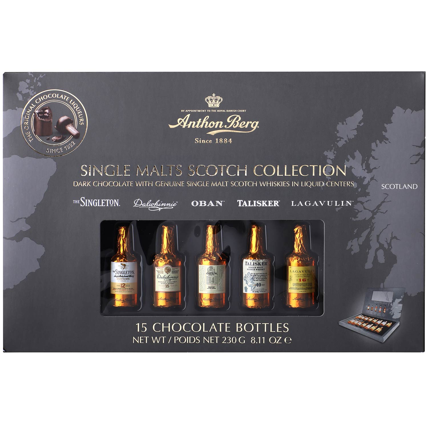 Anthon Berg Single Malts Scotch Whiskey Chocolate Collection 230g MHD:2.2.25