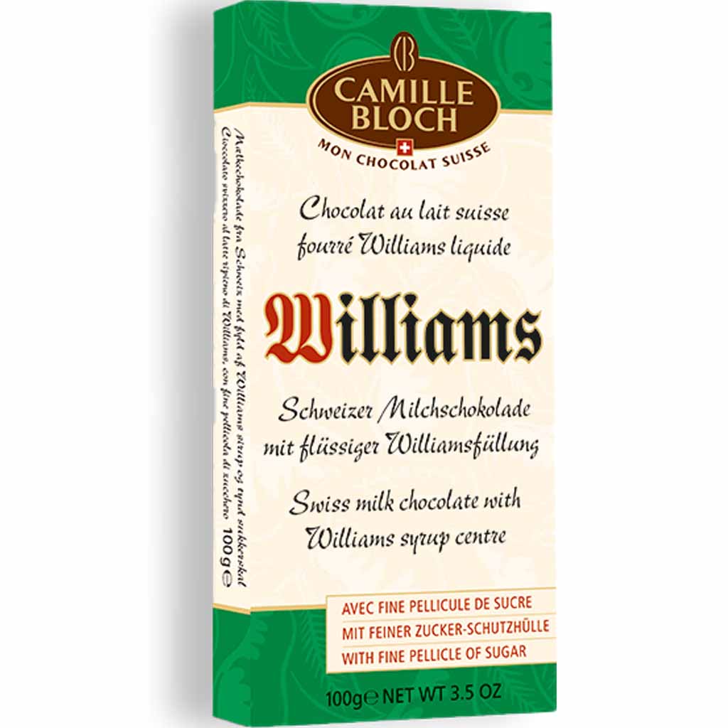 Camille Bloch Tafelschokolade Schweizer Milchschokolade mit Williams 100g MHD:30.11.24