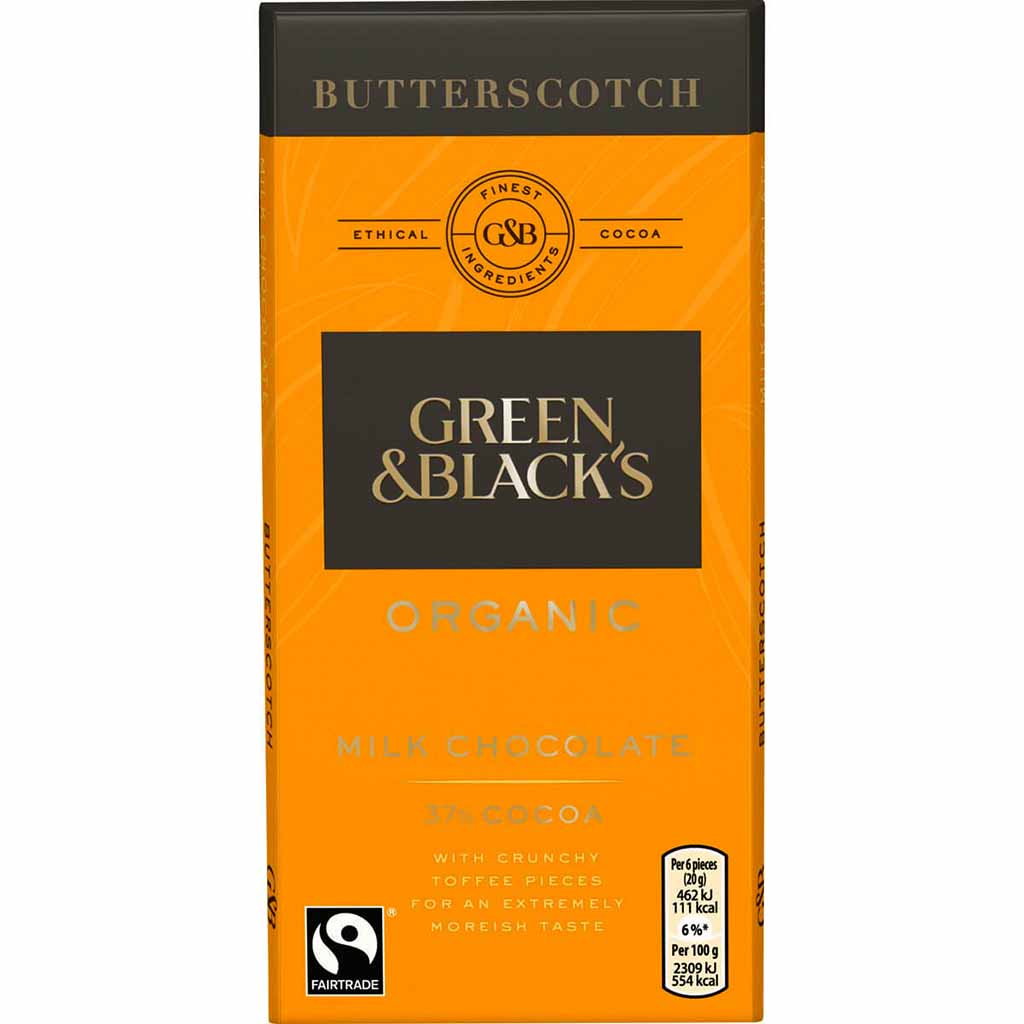 Green & Blacks Tafelschokolade Bio Milk Chocolate Butterscotch 37% Cocoa 90g MHD:3.1.22