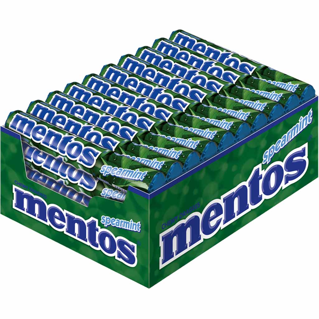 Mentos Dragees Spearmint 40x38g=1520g MHD:30.1.27