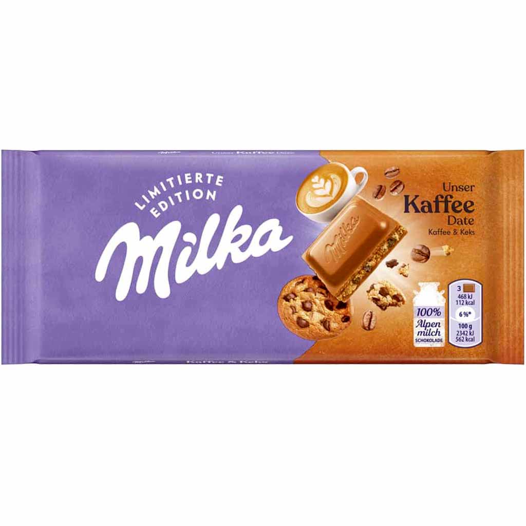 Milka Tafelschokolade Unser Kaffee Date Kaffee & Keks 100g MHD:20.3.22
