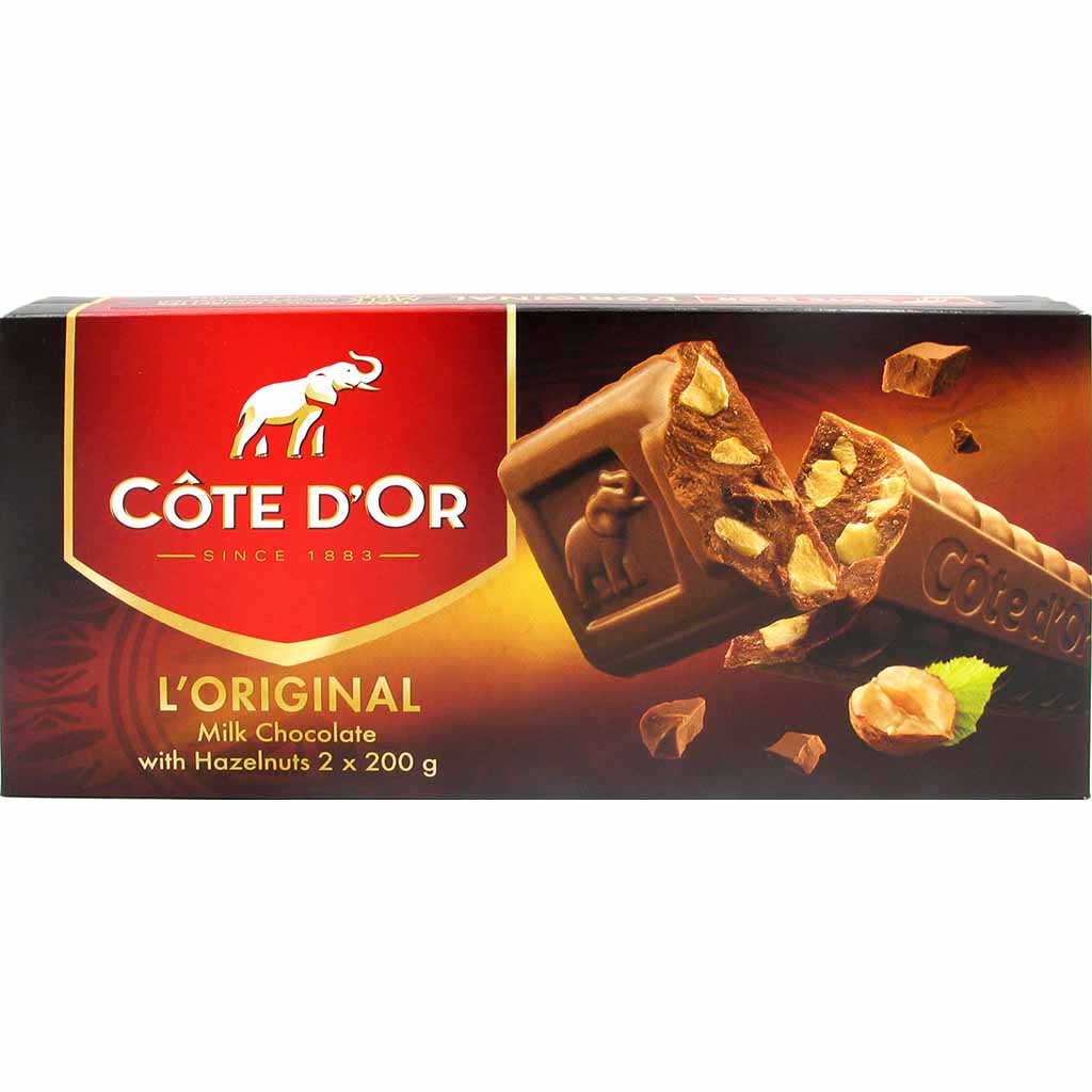 Cote D'Or Tafelschokolade L´Original Milk Chocolate & Hazelnut 400g MHD:21.10.21