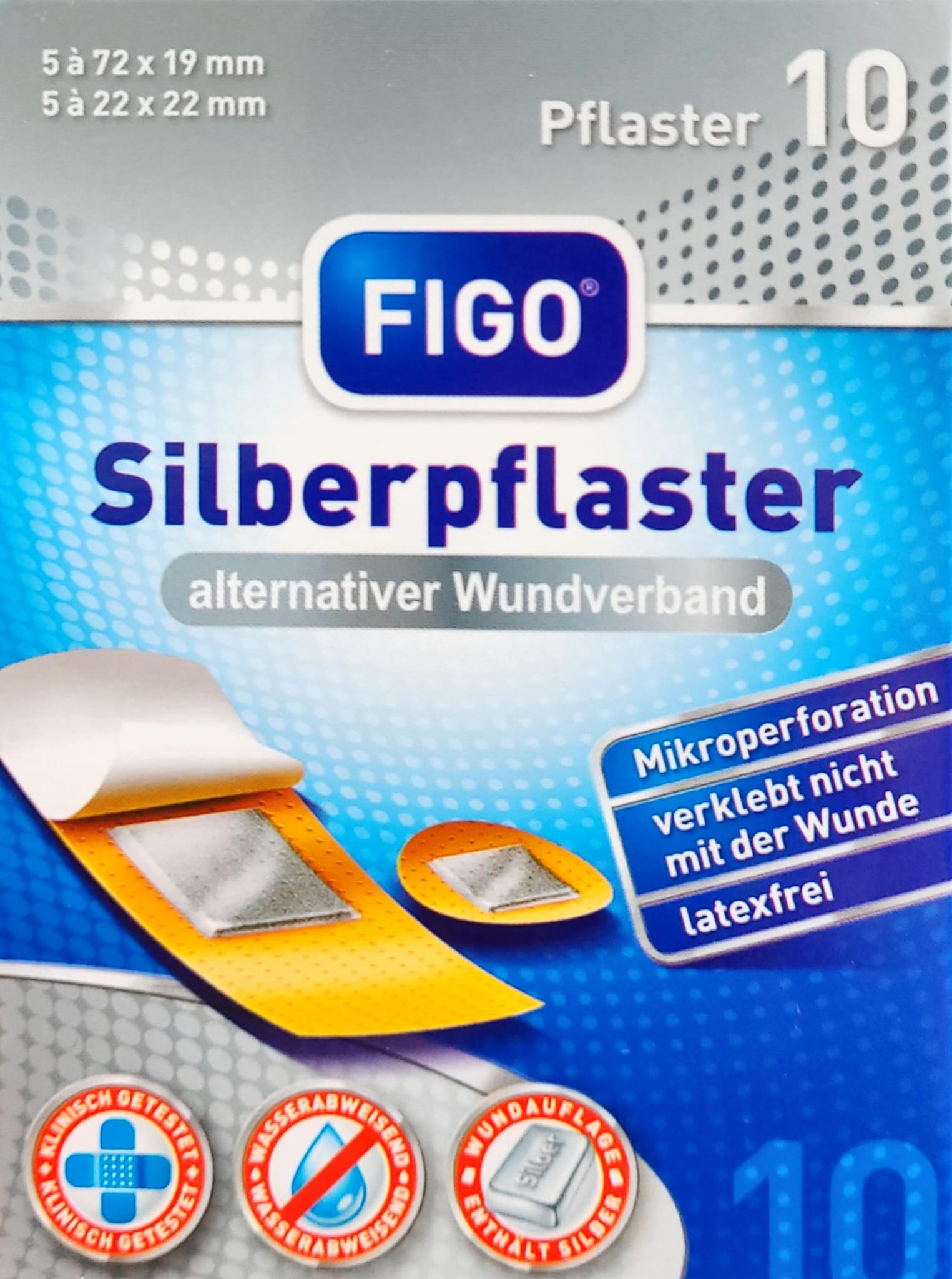 10 er Silberpflaster Mikroperforation MHD:30.10.26