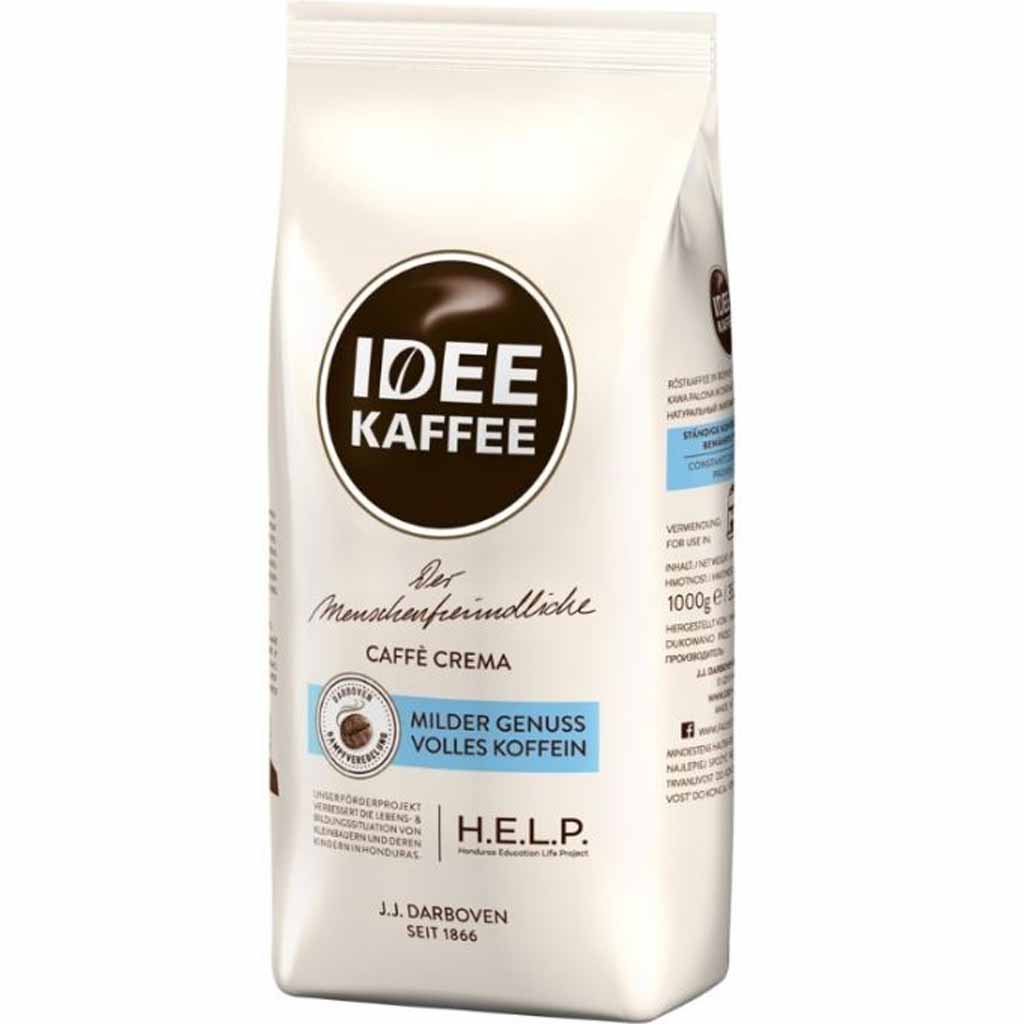 Idee Kaffee Der Menschenfreundliche Caffe Crema ganze Bohnen 1000g MHD:30.10.23