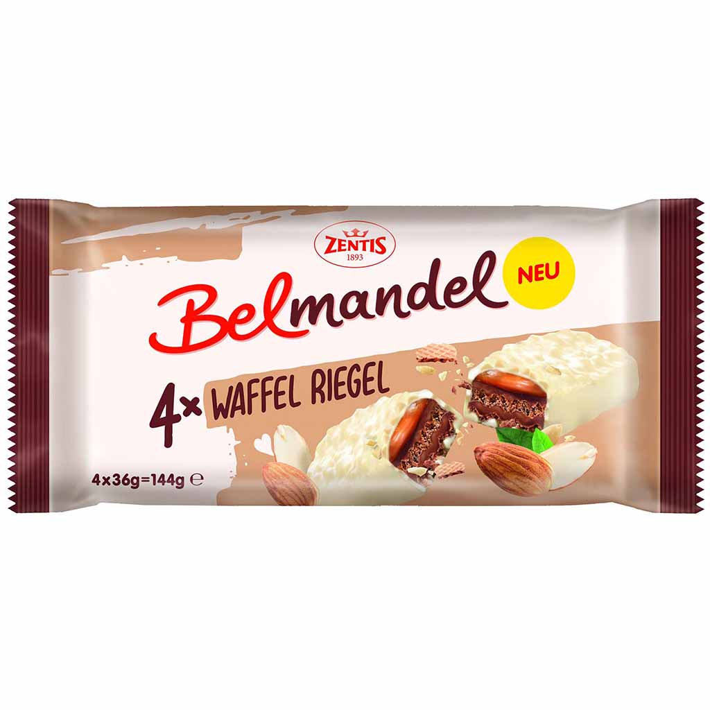 Zentis Belmandel Waffel Riegel 4er 144g MHD:31.12.24