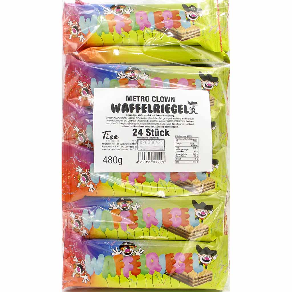 24x Metro Clown Waffelriegel á 20g=480g MHD:30.4.21