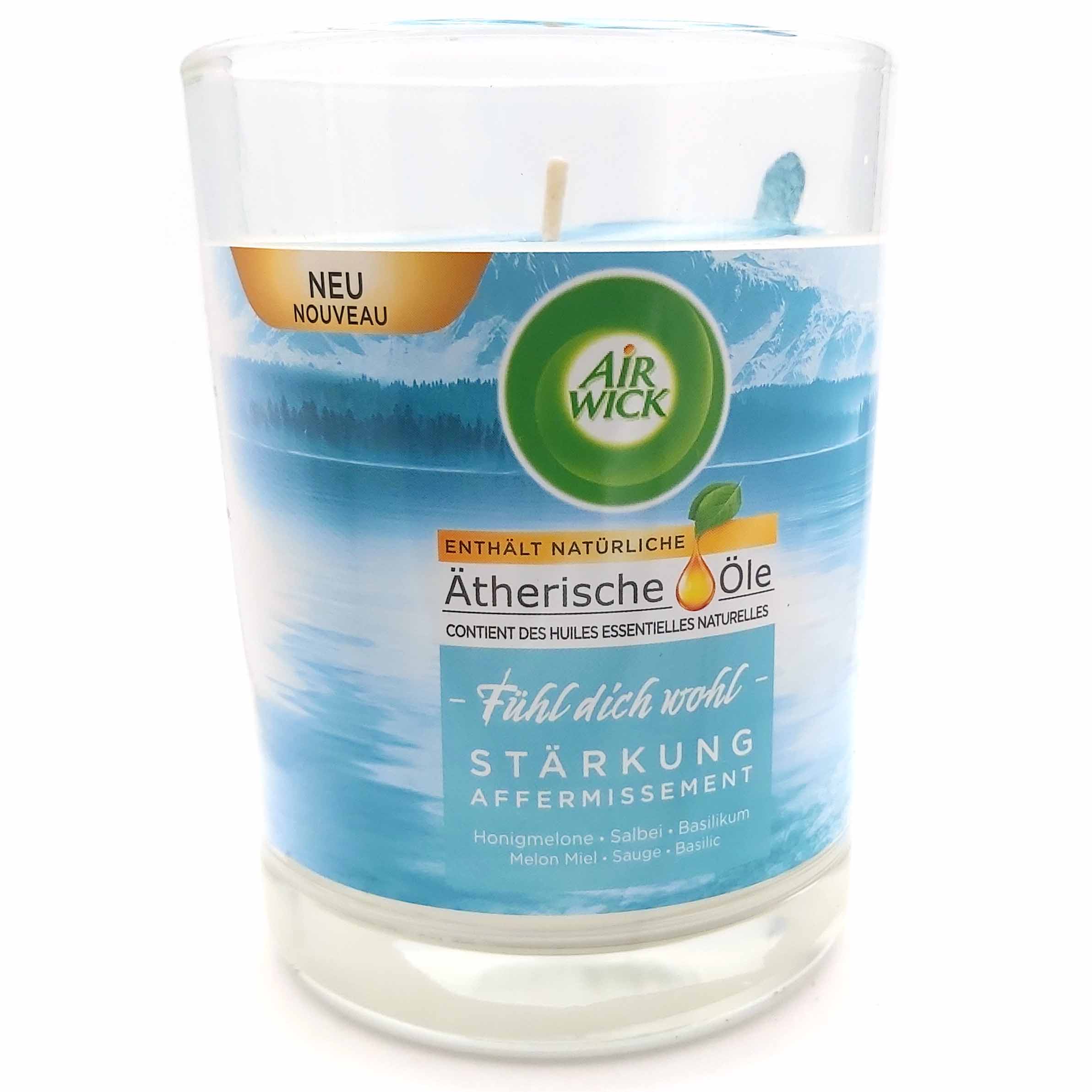4x Air Wick Duftkerze Stärkung 4x220g - Fühl Dich wohl Duft - Honigmelone Salbei Basilikum / Affermissement 