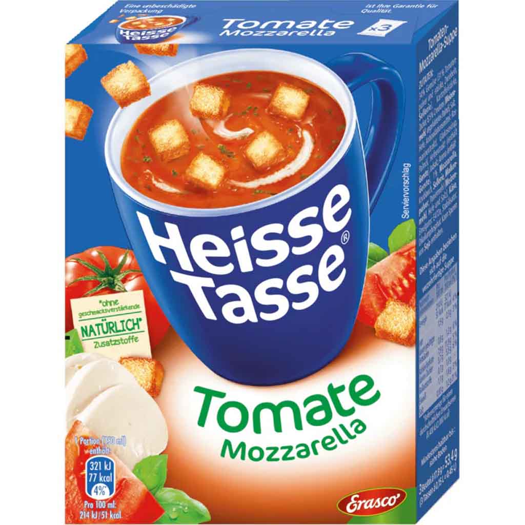 12x Erasco Heisse Tasse Tomate Mozarella á 53,4g=640,8g MHD:28.8.25