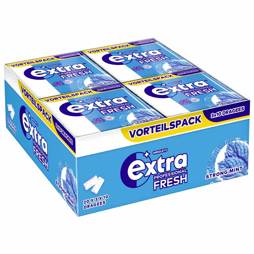 20x Wrigleys Extra Professional Fresh Strong Mint Dragee 3x10 Pack = 600 Dragees, 4009900544351