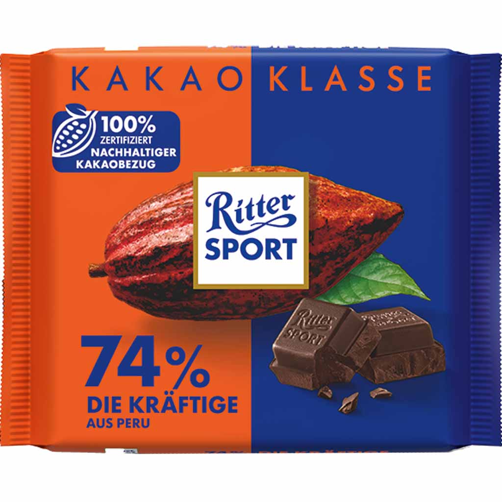 Ritter Sport Tafelschokolade Peru Die Kräftige 74% 100g MHD:26.7.25
