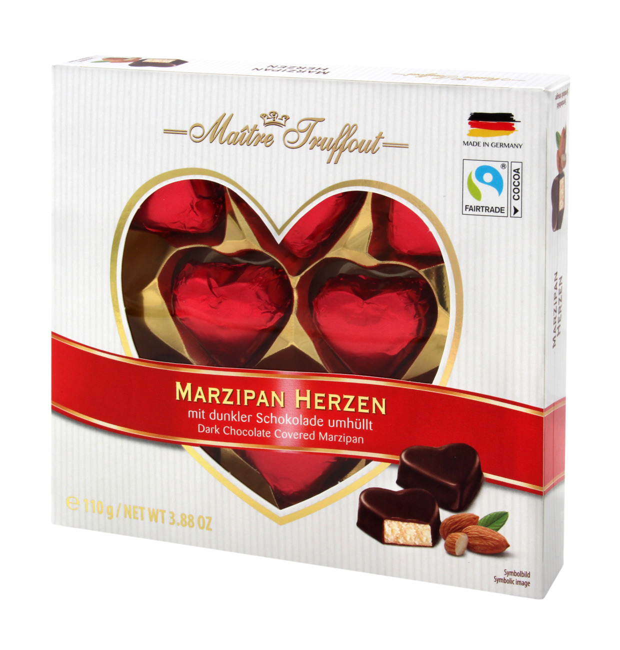 Maitre Truffout Marzipanherzen 110g MHD:30.11.24