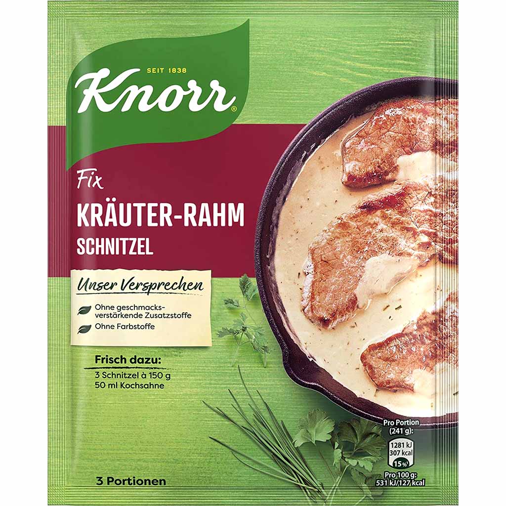 21x Knorr Fix Kräuter-Rahm Schnitzel á 47g=987g MHD:30.3.21