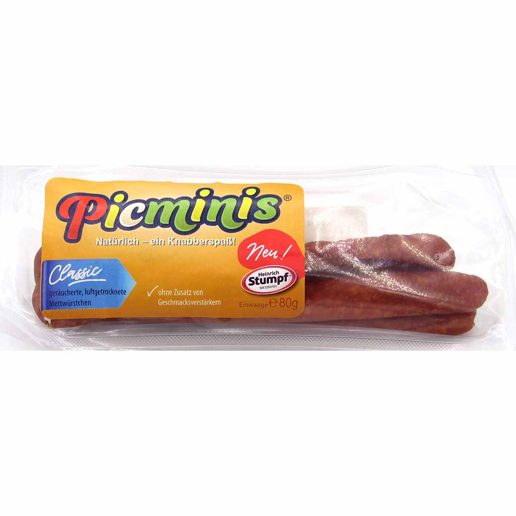 Picminis Classic geräucherte luftgetrocknete Mettwürstchen 80g MHD:16.1.24