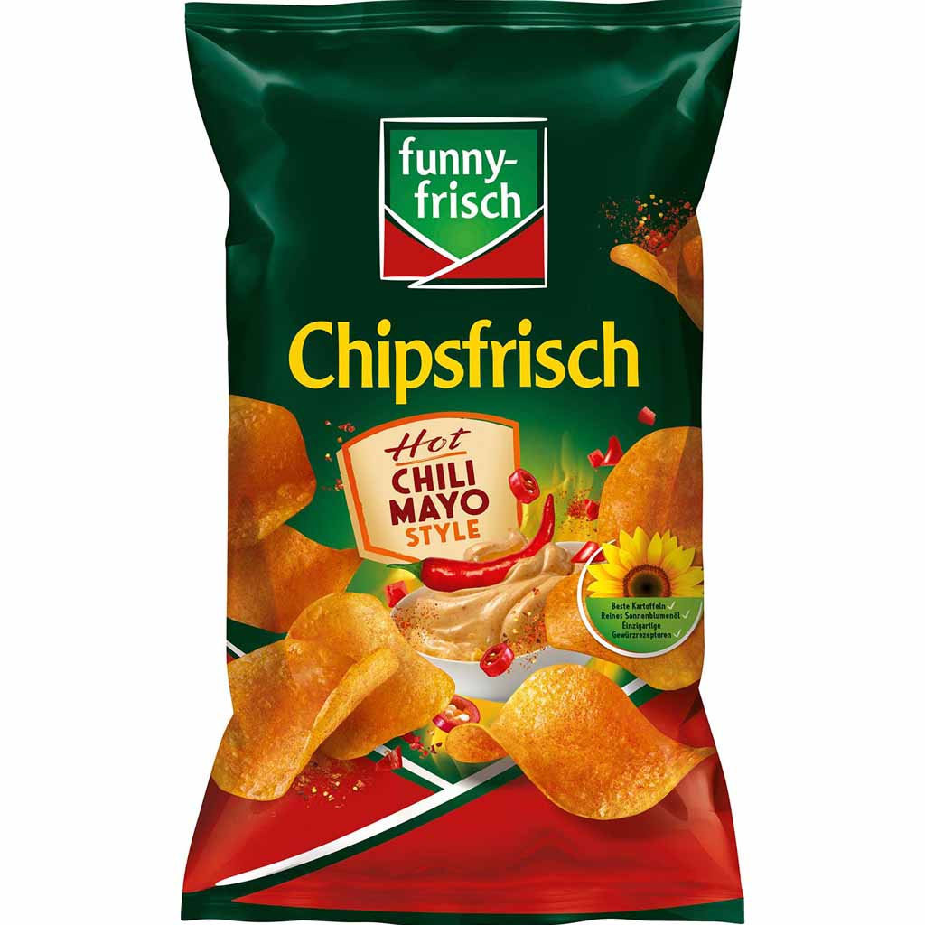 funny frisch Chipsfrisch Hot Chili Mayo Style 175g MHD:25.6.22