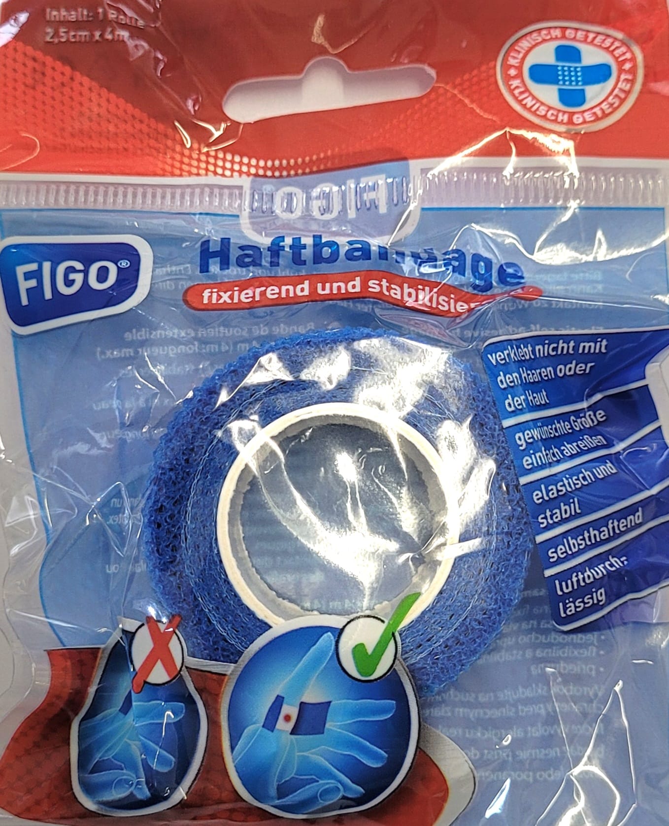 Selbsthaftende Bandage 2,5 cm x 4m MHD:30.8.27