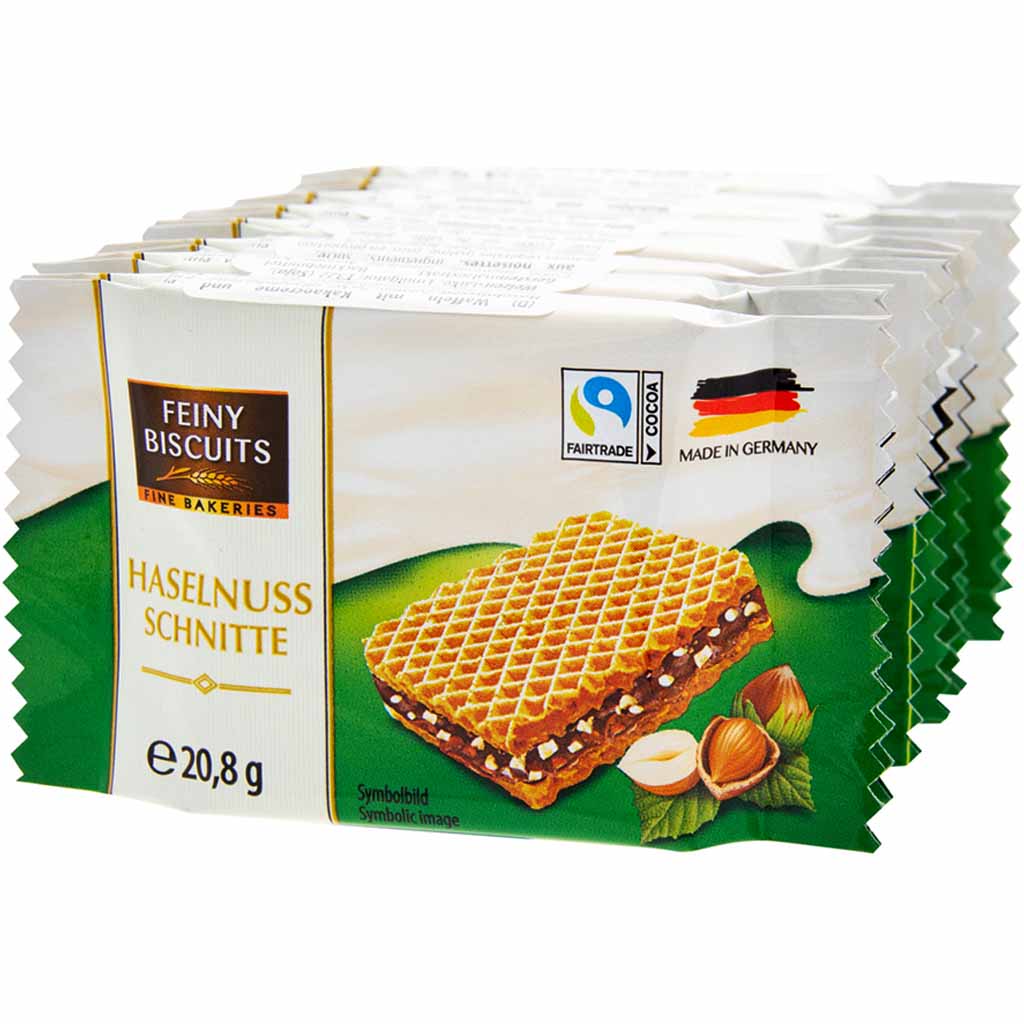 8x Feiny Biscuits Waffeln mit Kakaocreme und Haselnüssen á 20,8=166g MHD:29.10.23