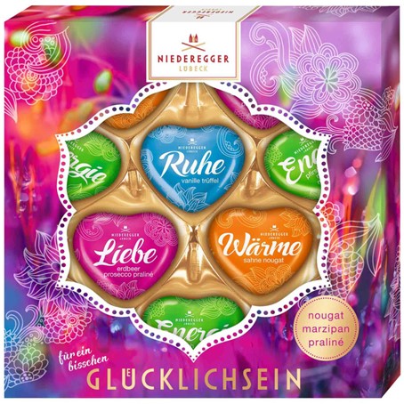 Niederegger Glücklichsein Nougat Marzipan Pralinen Herzen 125g MHD:15.2.25