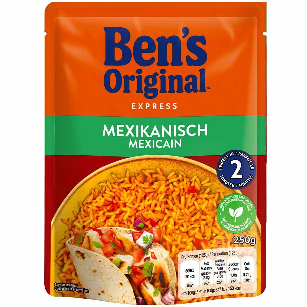 6x Bens Original Express Mexikanisch á 250g=1500g MHD:2.6.22