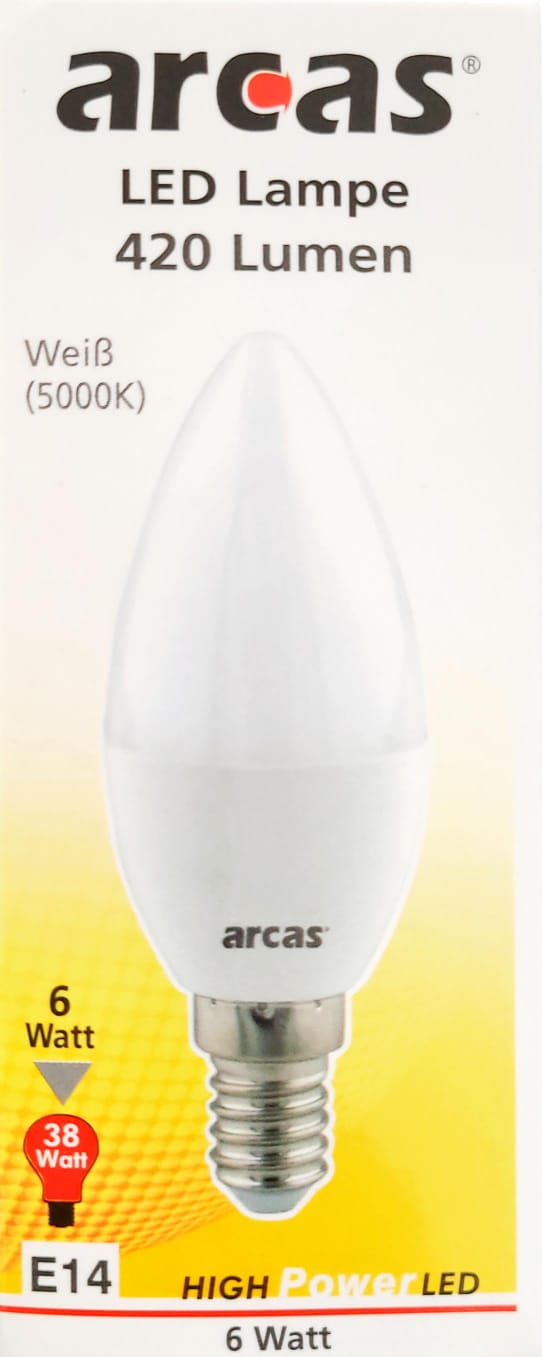 ARCAS LED Birne Filament E14 420 Lumens 5000K 6 Watt
