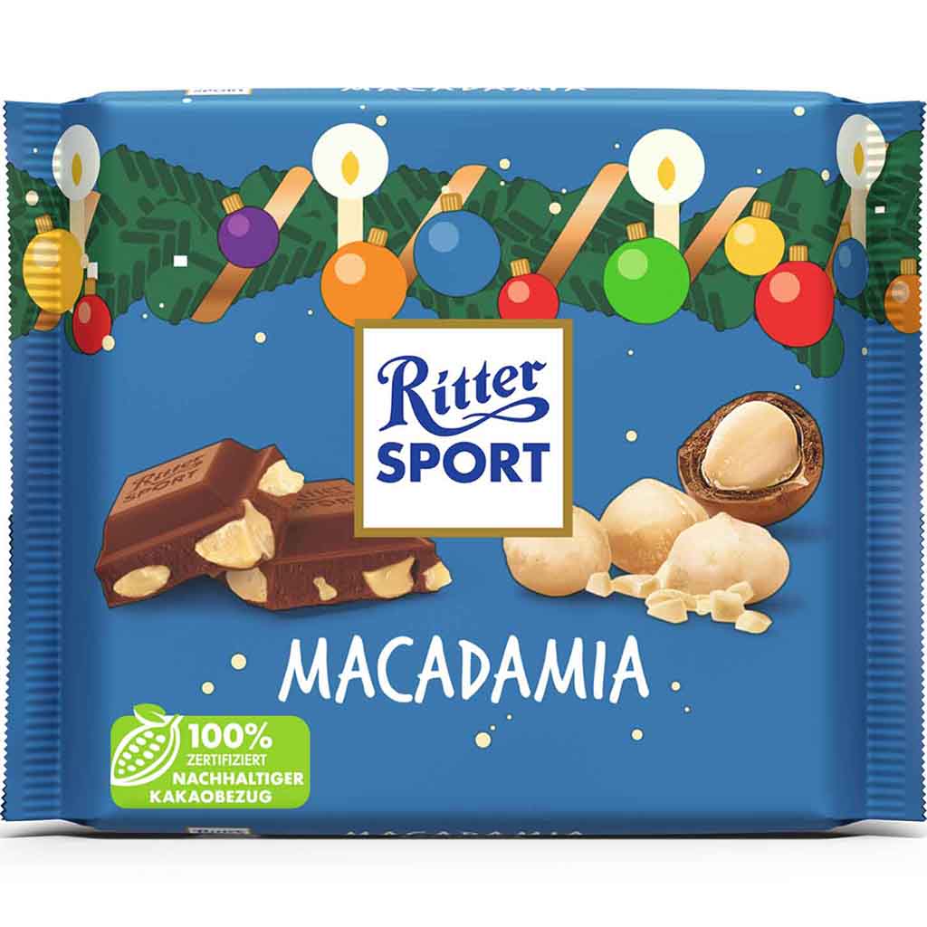 Ritter Sport Tafelschokolade Weihnachten Macadamia 100g MHD:1.4.24